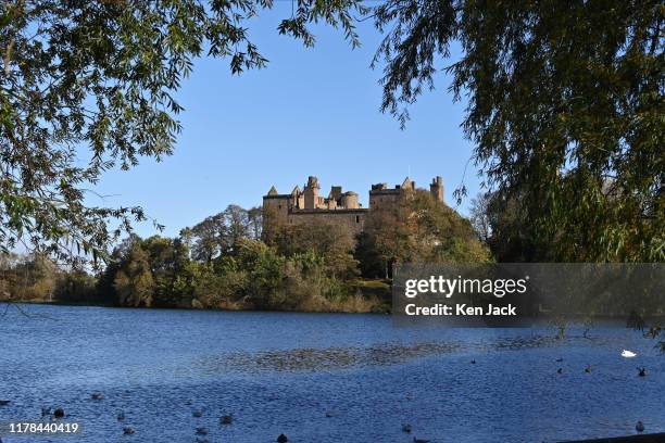 Linlithgow Palace, birthplace of Mary Queen of Scots, in the autumn sunshine on the day the clocks changed from British Summer Time, on October 27,...