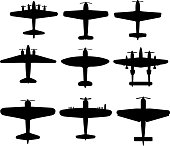 Retro WWII Airplane Silhouettes