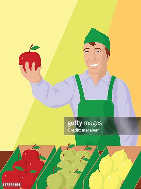 fruitshop - convenience store interior stock illustrations