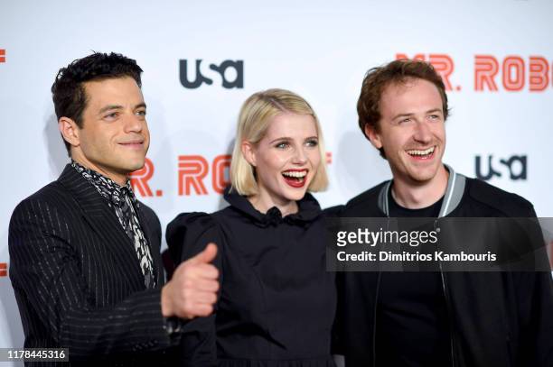 Rami Malek, Lucy Boynton and Kyle Bradstreet attend the "Mr. Robot" Season 4 Premiere on October 01, 2019 in New York City.