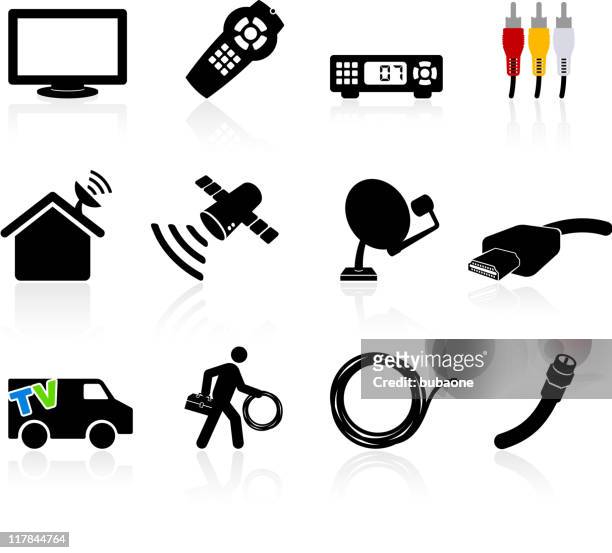 digitaler kabel- und satelliten-fernseher installiert und ausstattung - metalldraht stock-grafiken, -clipart, -cartoons und -symbole