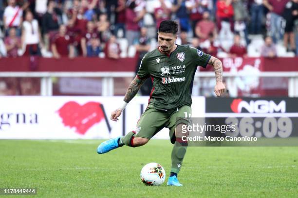 Fabio Pisacane of Cagliari Calcio in action during the the Serie A match between Torino Fc and Cagliari Calcio. The match end in a tie 1-1.
