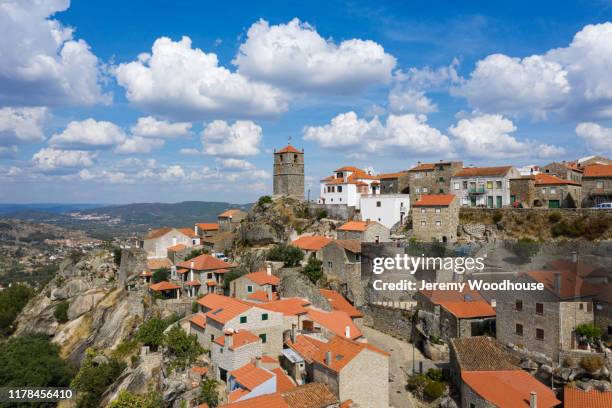 aerial view of the hilltop town of monsanto - monsanto bildbanksfoton och bilder