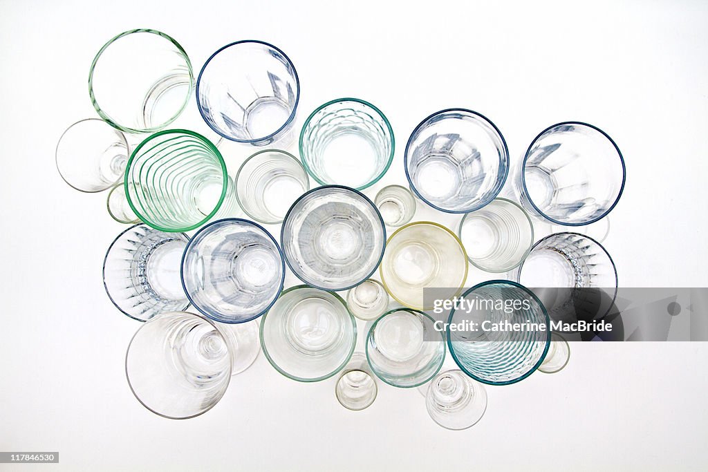 Drinking glasses viewed from above