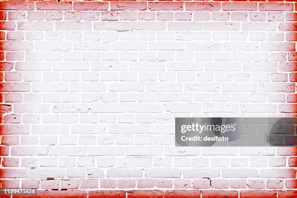 red border and white base color brick pattern wall texture grunge background vector illustration - whitewashed brick stock illustrations