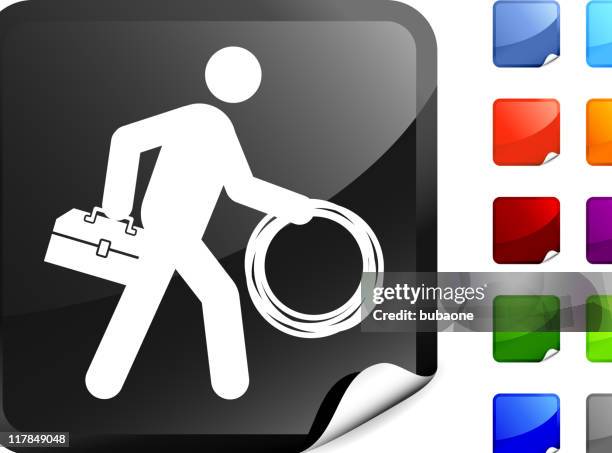 cable guy internet royalty free vector art - cable installation stock illustrations