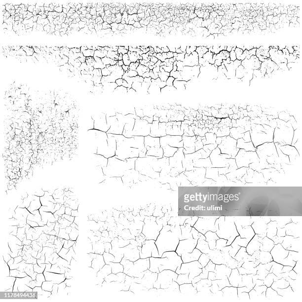 set of grunge vector textures - cracked wall stock illustrations