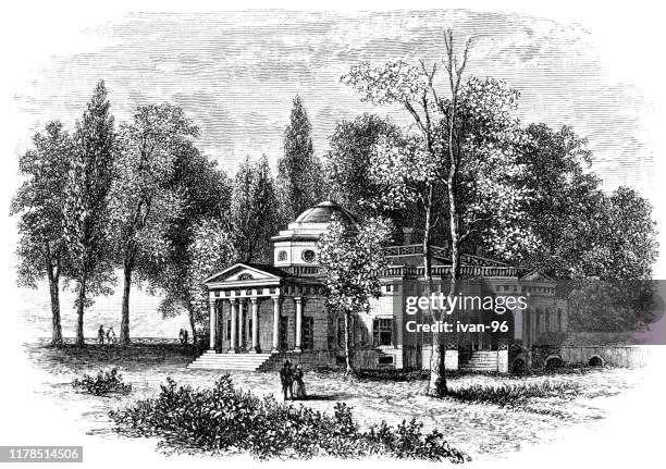 monticello the home of jefferson - monticello jefferson stock illustrations
