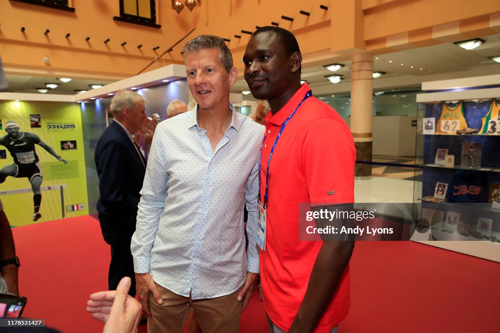 Steve Cram and David Rudisha at the IAAF Heritage Exhibition during