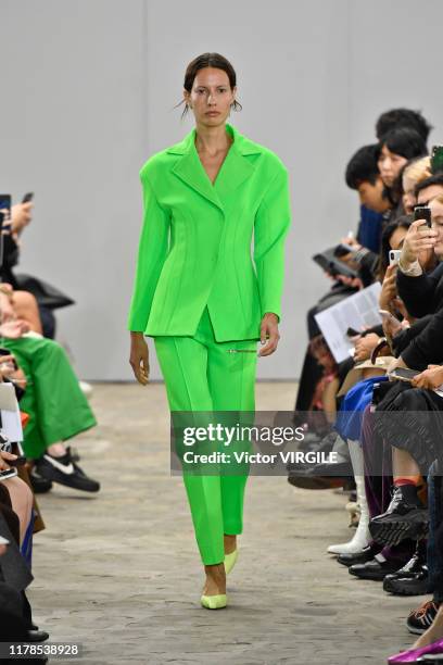 Model walks the runway during the Kwaidan Editions Ready to Wear Spring/Summer 2020 fashion show as part of Paris Fashion Week on October 1, 2019 in...