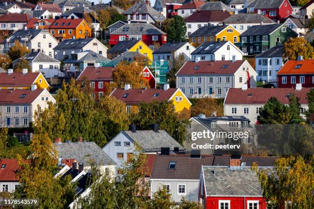 trondheim view - norway - norwegian house stock pictures, royalty-free photos & images