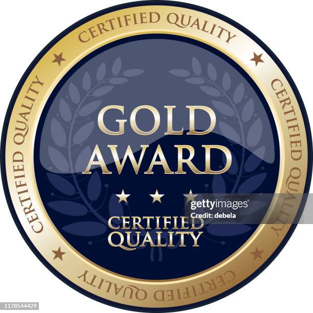 gold award winner luxury shield label - gold plaque stock illustrations