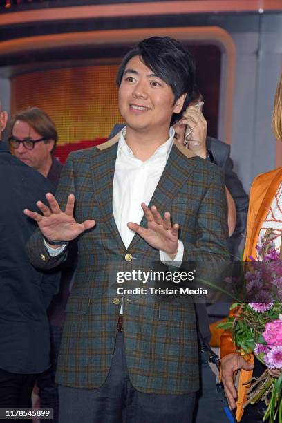 Chinese pianist Lang Lang attends the recording of German ARD TV show 'Klein Gegen Gross - Das Unglaubliche Duell' at Studio Adlershof on October 27,...