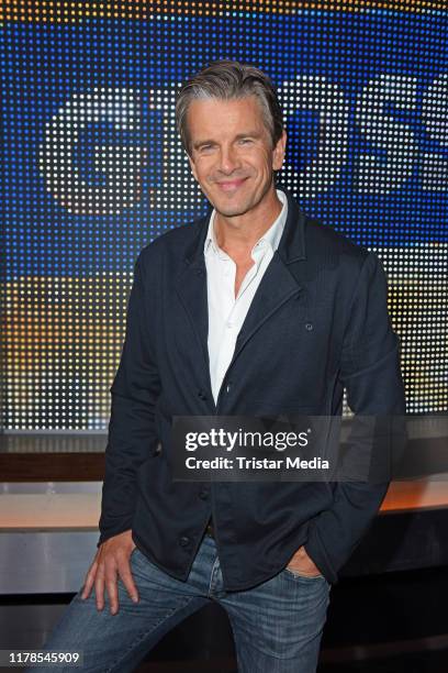 Markus Lanz attends the recording of German ARD TV show 'Klein Gegen Gross - Das Unglaubliche Duell' at Studio Adlershof on October 27, 2019 in...