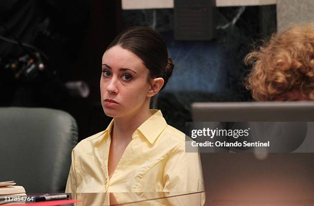 Casey Anthony appears in court at the Orange County Courthouse in Orlando, Florida, Friday, July 1, 2011. Judge Belvin Perry unexpectedly called an...