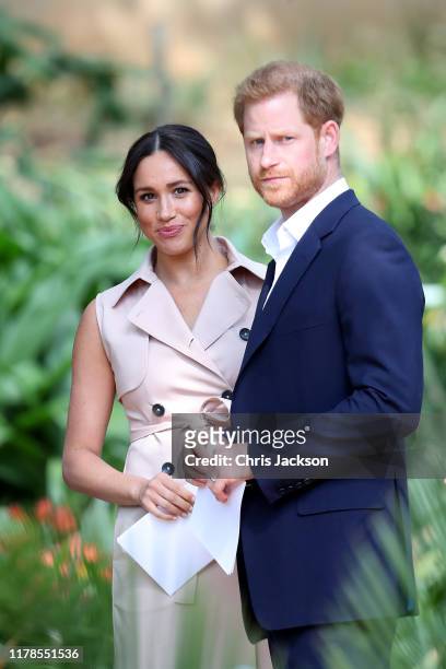 Prince Harry, Duke of Sussex and Meghan, Duchess of Sussex attend a Creative Industries and Business Reception on October 02, 2019 in Johannesburg,...