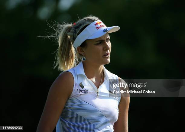 Lexi Thompson looks on during the second round of the Indy Women In Tech Championship Driven by Group 1001 held at the Brickyard Crossing Golf Club...