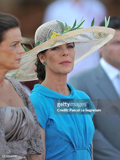 Princess Caroline of Hanover attends the civil ceremony of the Royal Wedding of Prince Albert II of Monaco to Charlene Wittstock at the Prince's...