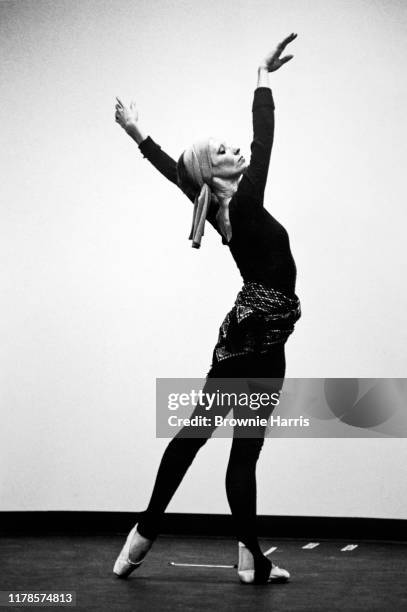 Russian ballet dancer Natalia Makarova rehearsing 'Other Dances' at the Ed Sullivan Theatre, New York, New York, January 15, 1980.