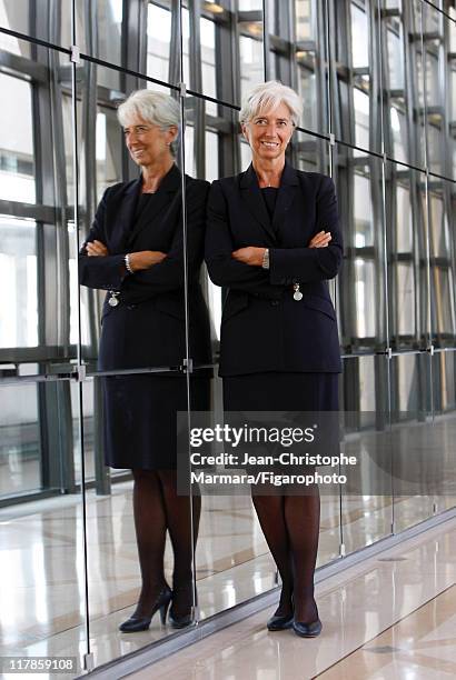 Head of IMF Christine Lagarde is photographed for Le Figaro Magazine on September 14, 2010 in Paris, France. Published image. Figaro ID: 098704-066....