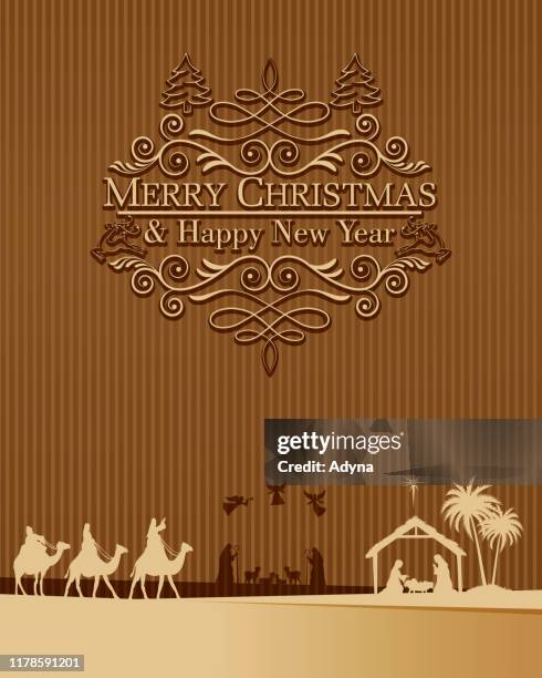 nativity card - cot stock illustrations