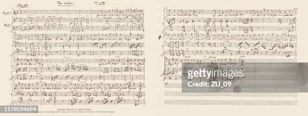 ヴォルフガング・アマデウス・モーツァルトのバイオレットの原稿、ファクシミリ、1885年 - classical点のイラスト素材／クリップアート素材／マンガ素材／アイコン素材