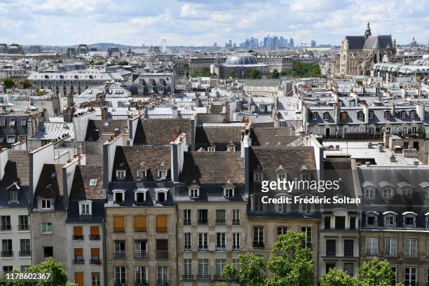 September 15 : viewpoint of old city of Paris from the Pompidou center and residential apartment buildings in Paris on September 15, 2019 in Paris,...