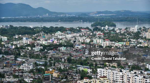 birdseye view of a city - guwahati stock-fotos und bilder