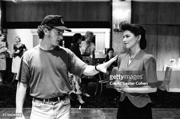 Sean Penn and Shania Twain are seen on set of her music video 'Dance with the One That Brought You' circa May 1993.