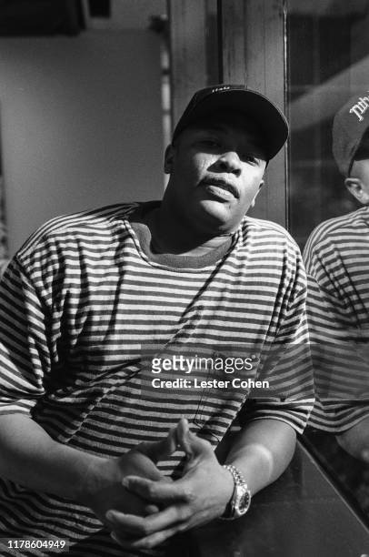 Dr. Dre poses in studio for Helter Skelter circa 1996.