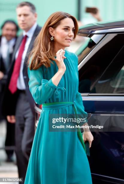 Catherine, Duchess of Cambridge visits the Aga Khan Centre on October 2, 2019 in London, England. The visit is ahead of her and Prince William's...