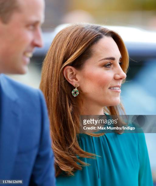 Prince William, Duke of Cambridge and Catherine, Duchess of Cambridge visit the Aga Khan Centre on October 2, 2019 in London, England. The visit is...