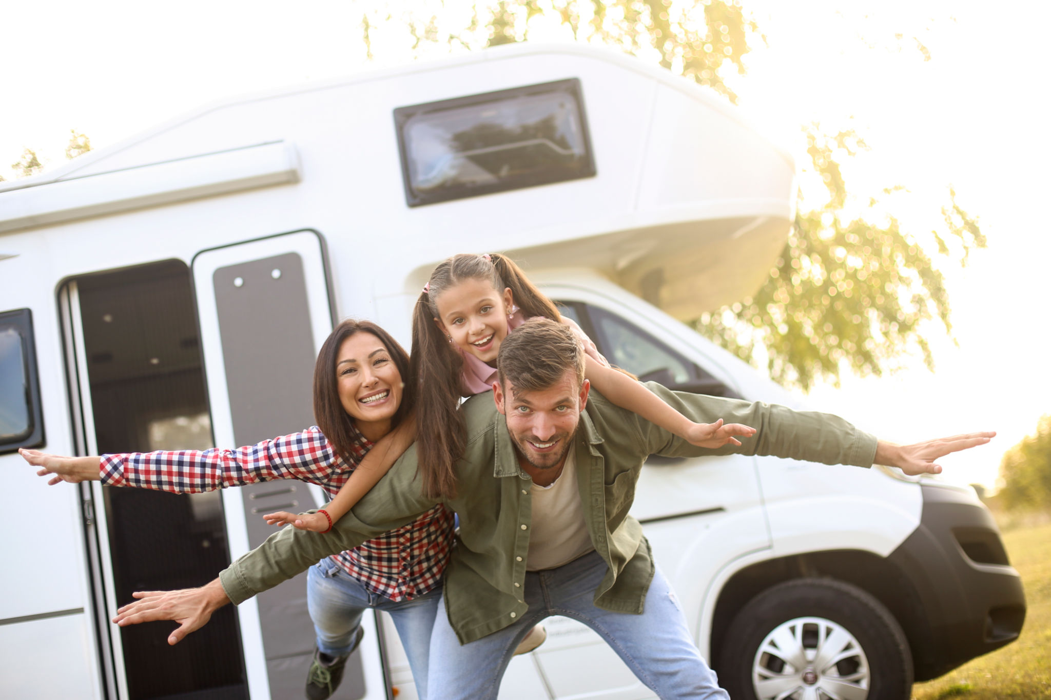family camping caravan