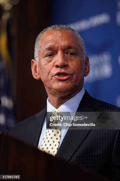 Administrator Charles Bolden Jr. Addresses the National Press Club Newsmakers Luncheon July 1, 2011 in Washington, DC. With the final space shuttle...