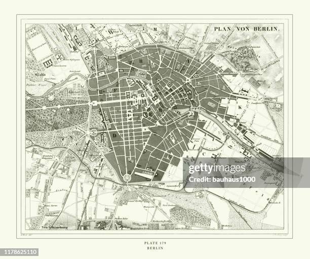 engraved antique, berlin engraving antique illustration, published 1851 - berlin map stock illustrations