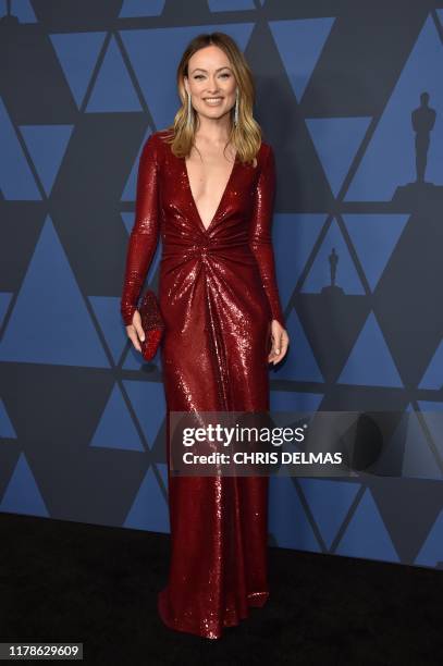 Actress Olivia Wilde arrives to attend the 11th Annual Governors Awards gala hosted by the Academy of Motion Picture Arts and Sciences at the Dolby...