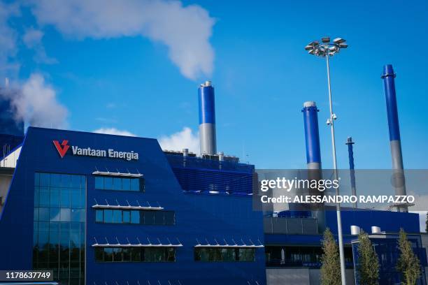 Outside view taken on October 4, 2019 in Helsinki, Finland, shows the waste incineration facility of the Vantaan Energia energy supplier that burns...