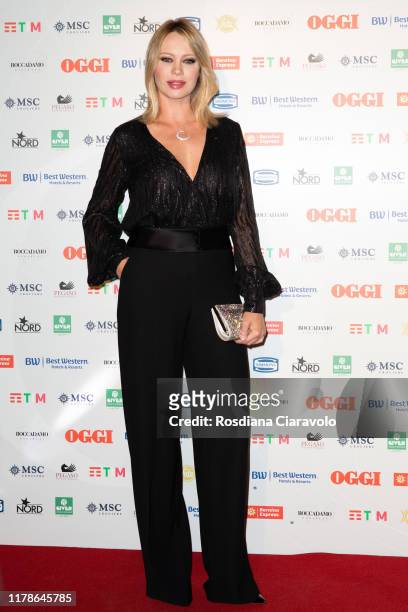 Anna Falchi attends the celebrations of the 80 years of the Oggi magazine at Hotel Principe di Savoia on October 02, 2019 in Milan, Italy.