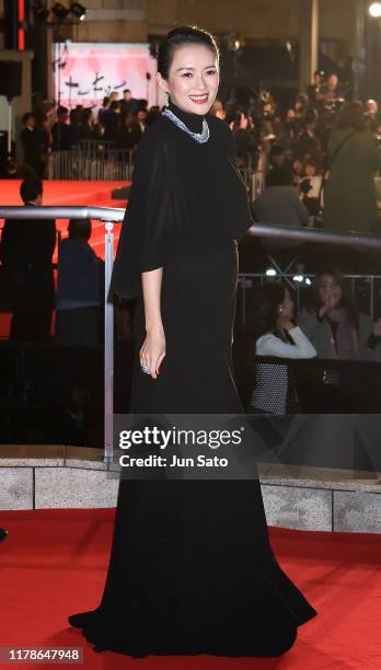 Zhang Ziyi arrives at the opening ceremony of Tokyo International Film Festival 2019 at Roppongi Hills on October 28, 2019 in Tokyo, Japan.