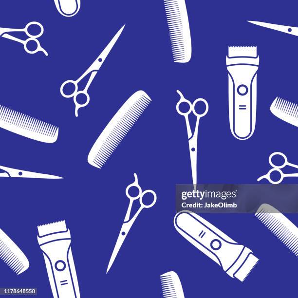 ilustraciones, imágenes clip art, dibujos animados e iconos de stock de herramientas de corte de pelo patrón silueta - razor blade