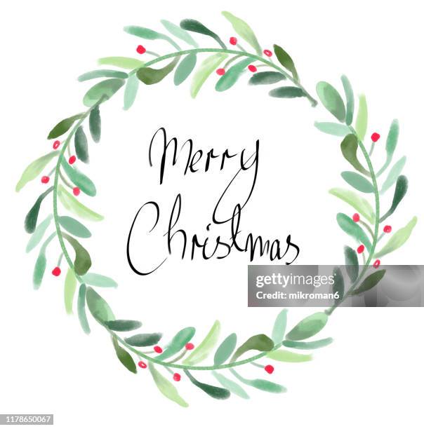 christmas illustration of christmas wishes - christmas card - christmas ivy stock pictures, royalty-free photos & images