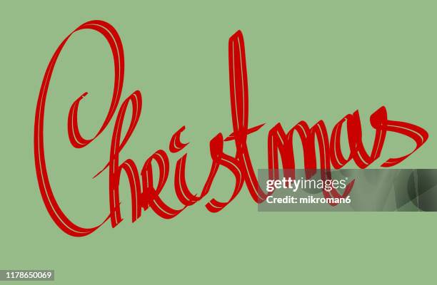 christmas illustration of christmas typography - christmas card - christmas ivy stock pictures, royalty-free photos & images