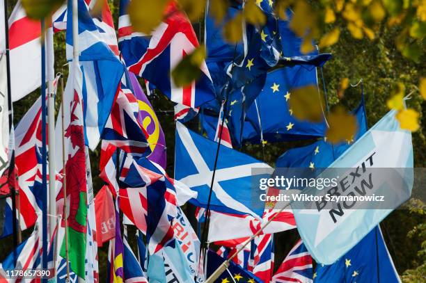 Pro and anti-EU demonstrators protest outside the Houses of Parliament on 28 October, 2019 in London, England - PHOTOGRAPH BY Wiktor Szymanowicz /...