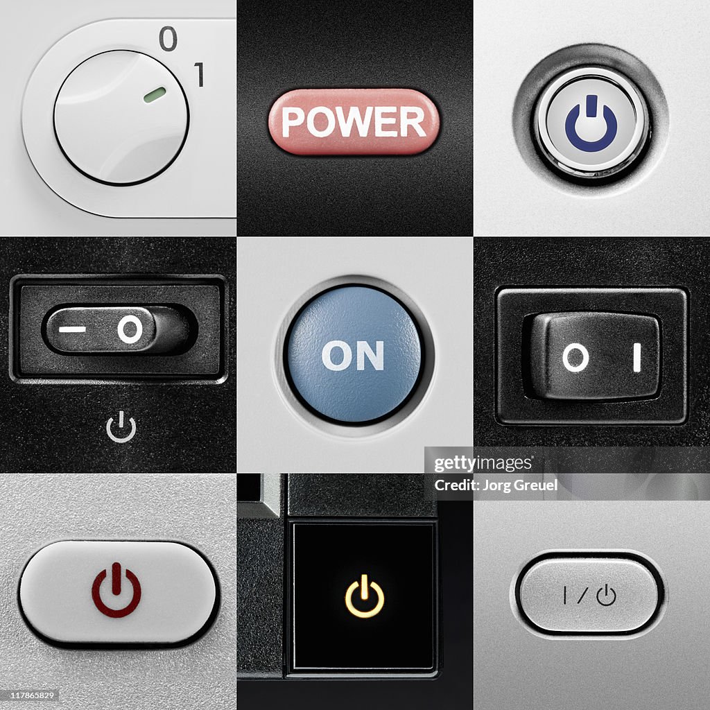 Various power buttons and switches