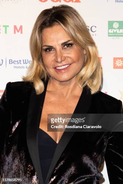Simona Ventura attends the celebrations of the 80 years of the Oggi magazine at Hotel Principe di Savoia on October 02, 2019 in Milan, Italy.