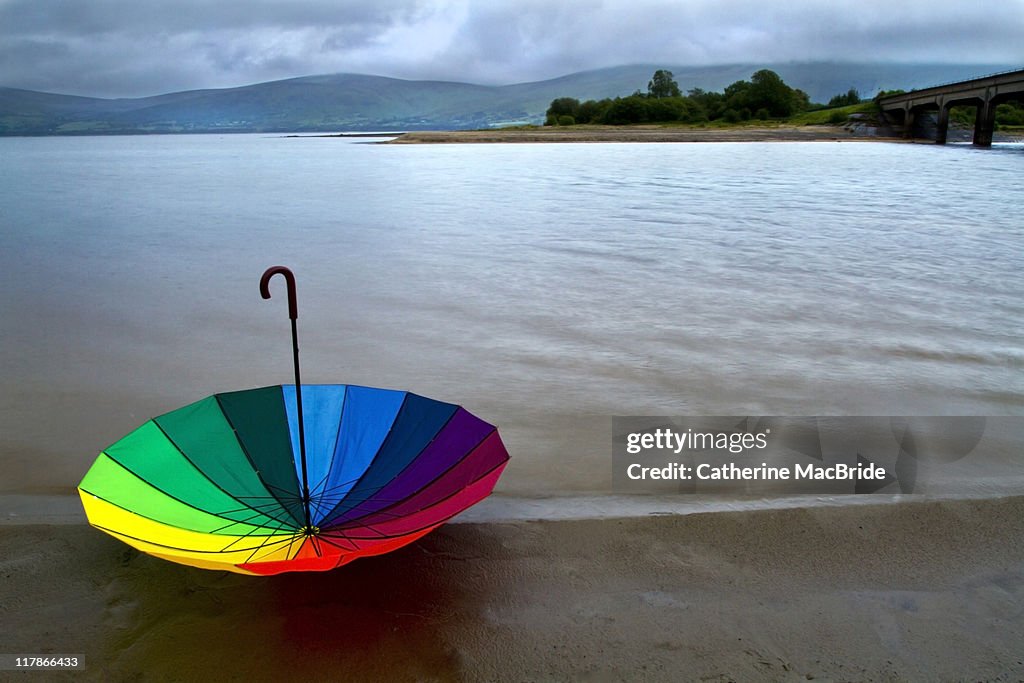 Colorful umbrella by Lake side