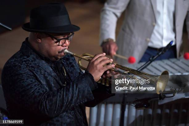 Jazz trumpet player Nicholas Payton performs at at the Radcliffe Institute's 'Radical Commitments: The Life and Legacy of Angela Davis' on October...