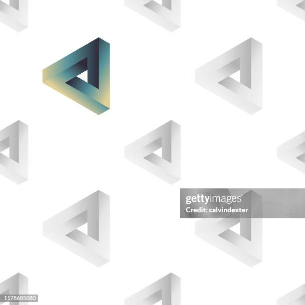 seamless pattern impossible penrose triangle - precision abstract stock illustrations
