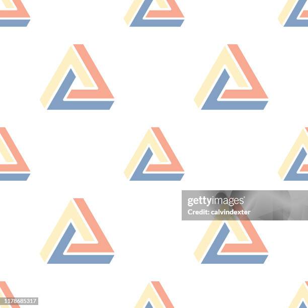 seamless pattern impossible penrose triangle - penrose triangle stock illustrations