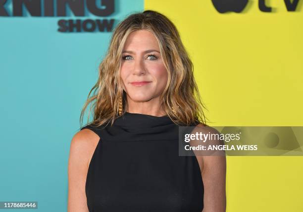 Actress Jennifer Aniston arrives for Apples "The Morning Show" global premiere at Lincoln Center- David Geffen Hall on October 28, 2019 in New York.